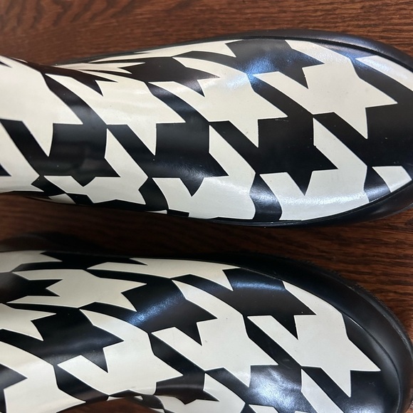 Sperry Top-Sider Fisherman Preppy Black & White Houndstooth Rain Boots Sz 7 - Picture 8 of 11